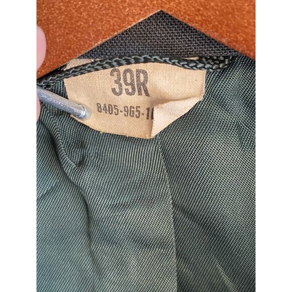 Military Green Jacket with Gold Hardware Men's Button Jacket Blazer Vintage 39R - Picture 9 of 14